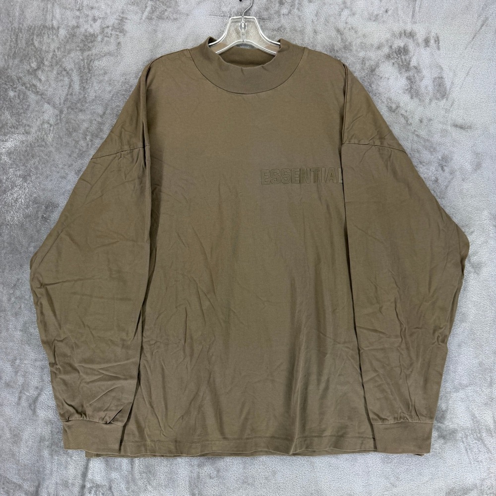 Fear of God Essentials Mens XXL Brown Mock Neck Long Sleeve T-Shirt Oversized